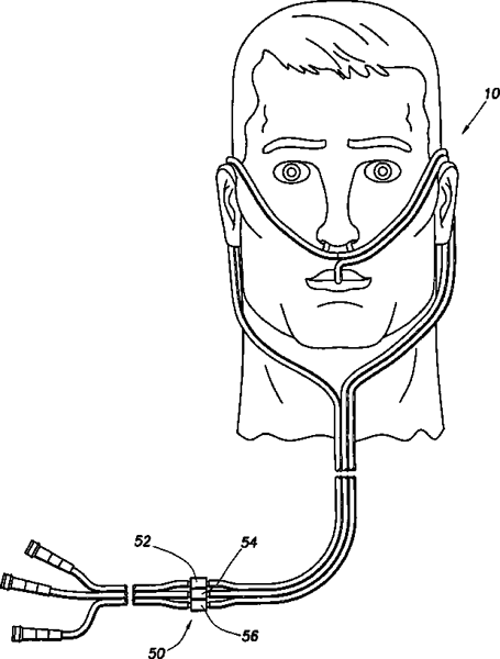 Standard nasal cannula for low-flow oxygen delivery